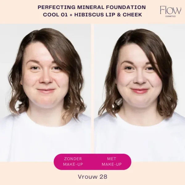 Makeup-model10 Flow Cosmetics - Perfecting Mineral Foundation - Warm 05 - Afbeelding 5