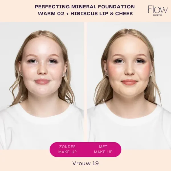 Makeup-model12 Flow Cosmetics - Perfecting Mineral Foundation - Warm 05 - Afbeelding 4